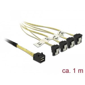 Cable Mini SAS HD SFF-8643 > 4 xSata 7 coudé 1m - 85685