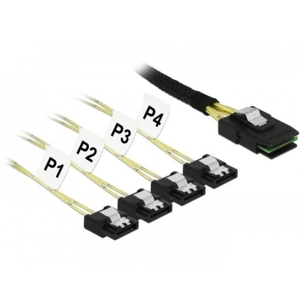 Câble Mini SAS SFF-8087 > 4SATA 7pts 0,5 m bro+met - 85800