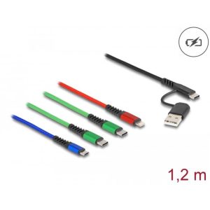 Câble charge USB C&A 2Lightning +M USB +USB C 1,2m - 87035