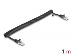 Cordon RJ45 spirale Cat 5e 1m noir - 87992