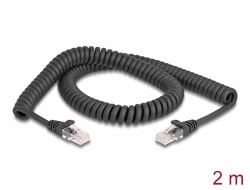 Cordon RJ45 spirale Cat 5e 2m noir - 87993