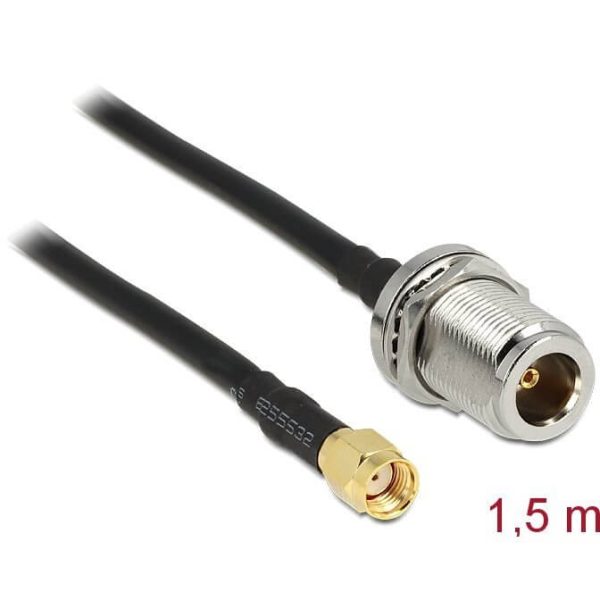 Câble RP-SMA mâle > N femelle 1,50m à encastrer - 88845