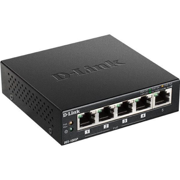 Switch 5 Ports 10/100 Mbits dont 4 PoE at 60W - DES-1005P/E