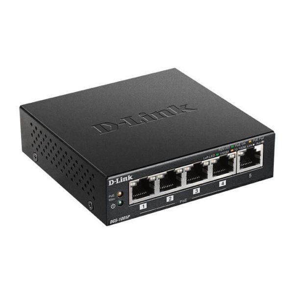 Switch non managé 5 Ports Giga dont 4 PoEaf/at 60W - DGS-1005P/E