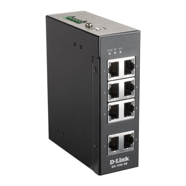 Switch Non-Managé Indus. 8 Ports 10/100, Rail-DIN - DIS-100E-8W
