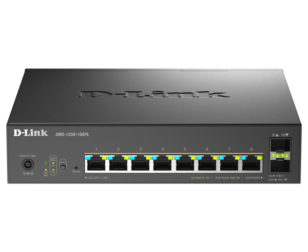 Switch PoE Smart+ L2+ 8 PoE 2,5 GbE + 2 SFP+ 120W - DMS-1250-10SPL/E