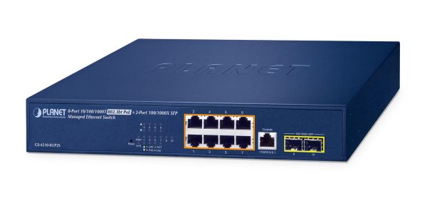 Switch 19" L2 8 ports Giga PoE bt 180W 2xSFP - GS-4210-8UP2S