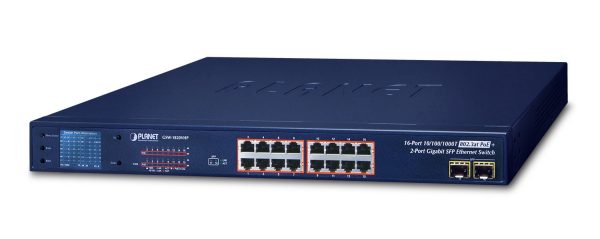 Switch 19" 16 ports Giga PoE at 300W 2xSFP - GSW-1820VHP