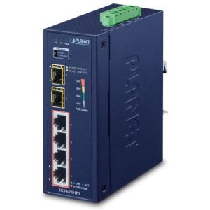 Switch Indus 4 ports Giga PoE at 120W 2xSFP - IGS-624HPT