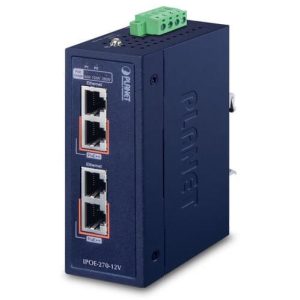 Injecteur Indus 12V 2xRJ45 (1G/2,5G) PoE bt 60W - IPOE-270-12V