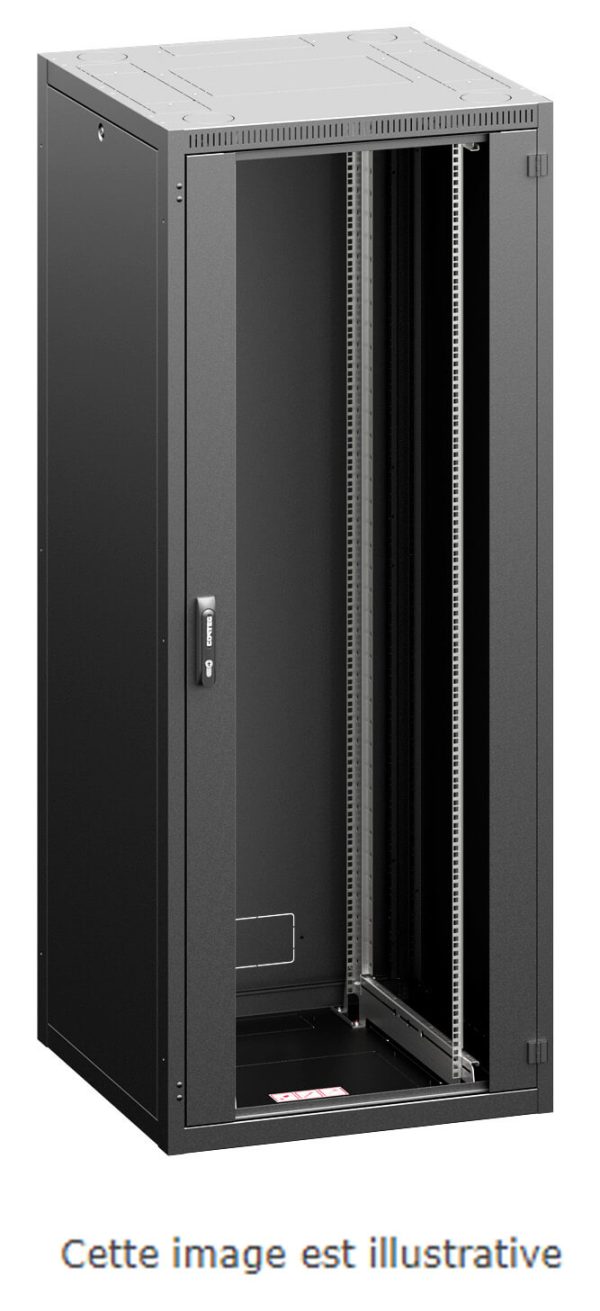 Baie Serv noire 15U 600x1000 porte verre 800kg - RI7-15-60/100-H