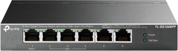 Switch 5 ports Giga dont 4 PoE 64W - TL-SG1006PP