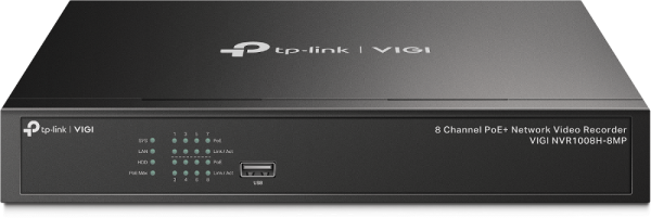 NVR 8 canaux 8 RJ45 PoE 113W HDMI 4K H265 1 HDD AI - VIGI NVR1008H-8MP
